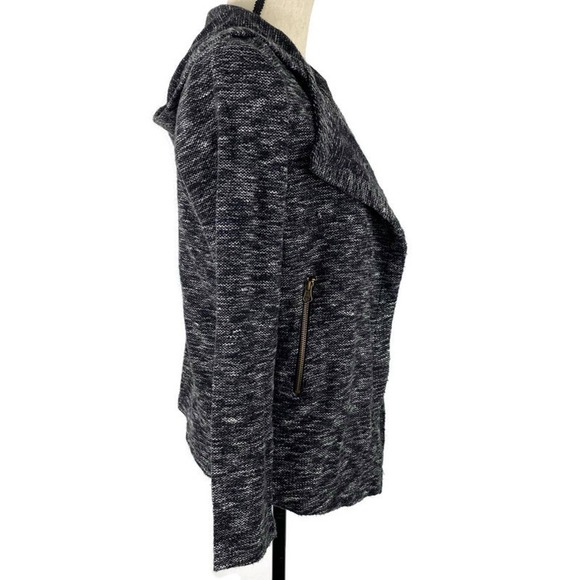 BB Dakota Demi Hoodie Jacket Open Cardigan Black Marled Pockets Womens Sz XS - Picture 6 of 11